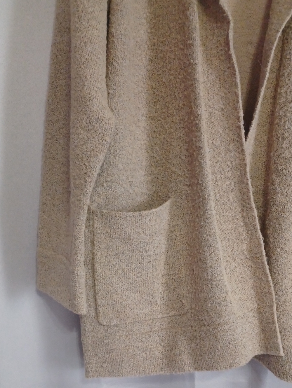 Thread & Supply Vita Oatmeal Boucle Open Front Cardigan Jacket Size XL Coatigan - Picture 8 of 15